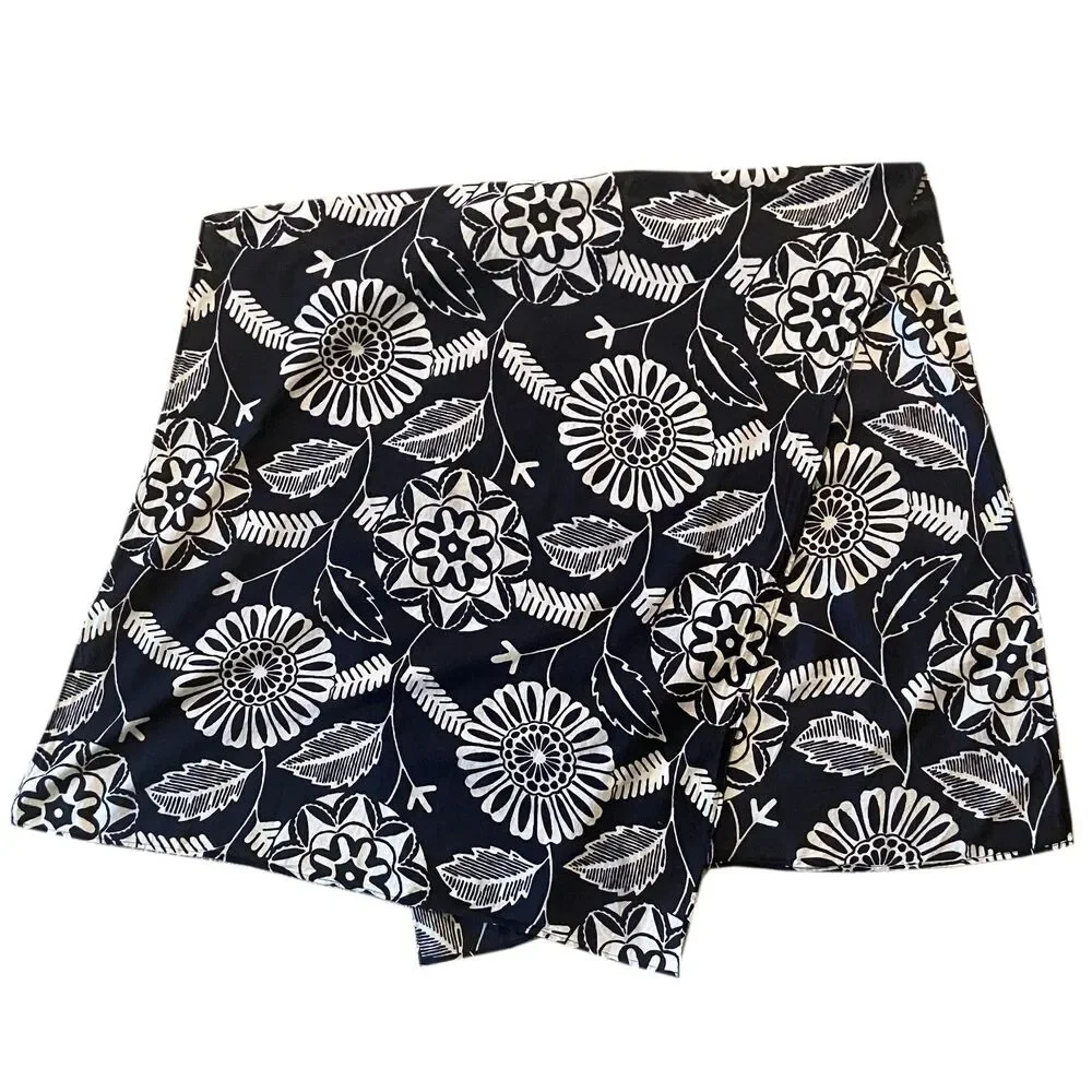 ECHO large black and beige floral 100% cotton scarf wrap 58-inches x 26-inches